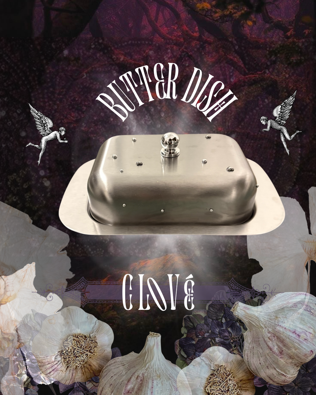 Studded Stainless Steel Butter Dish