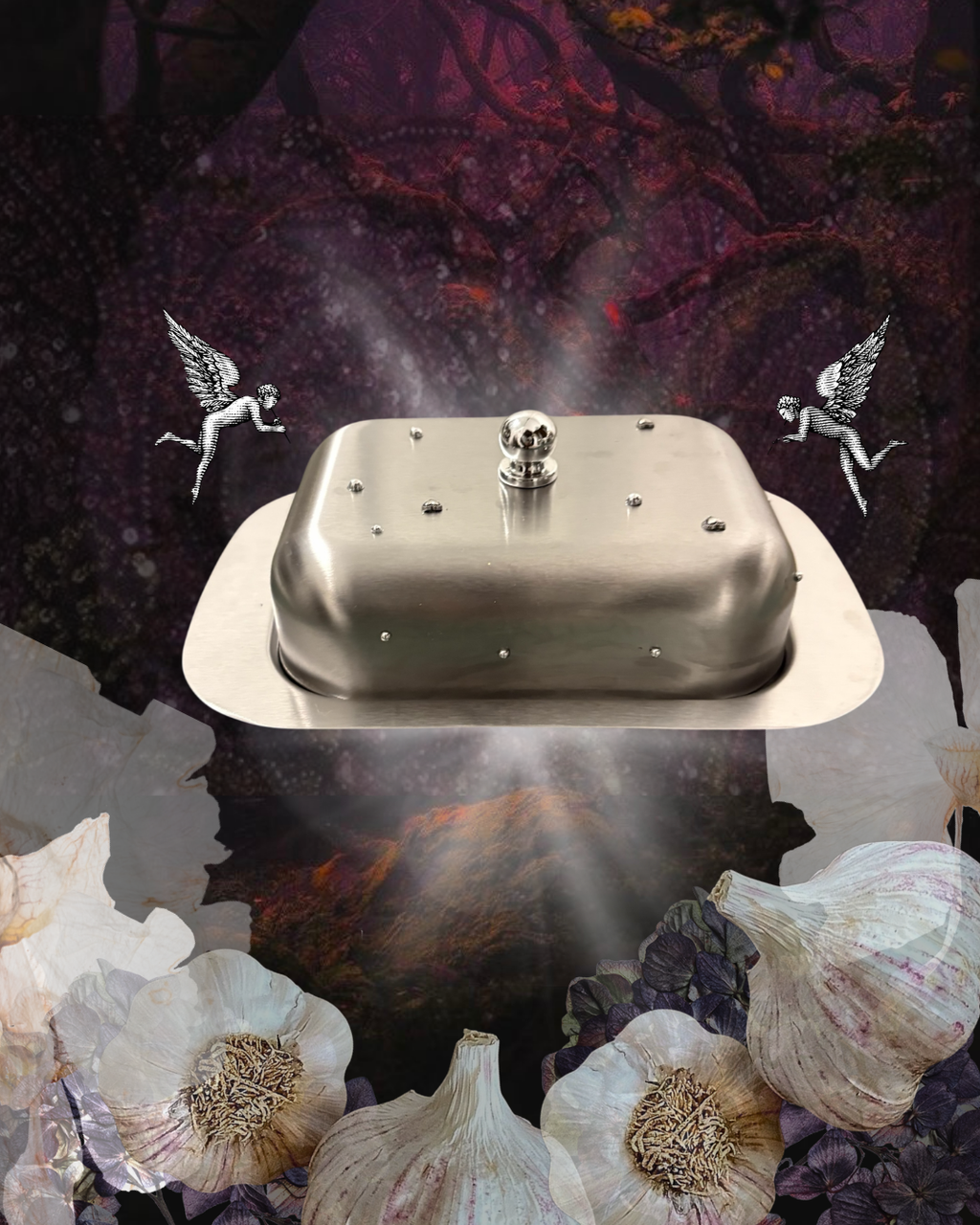 Studded Stainless Steel Butter Dish